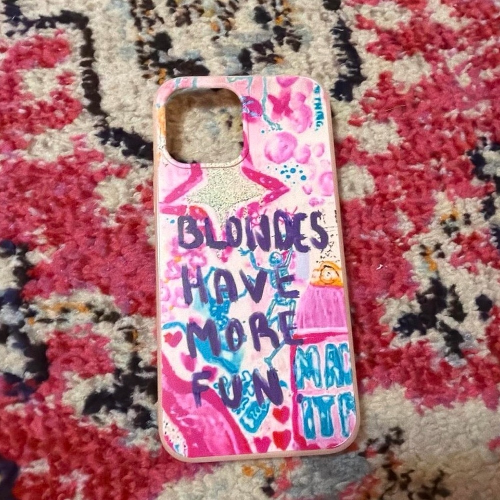 Pink Illustrated 'Blondes Have More Fun' Phone Case - Unbranded